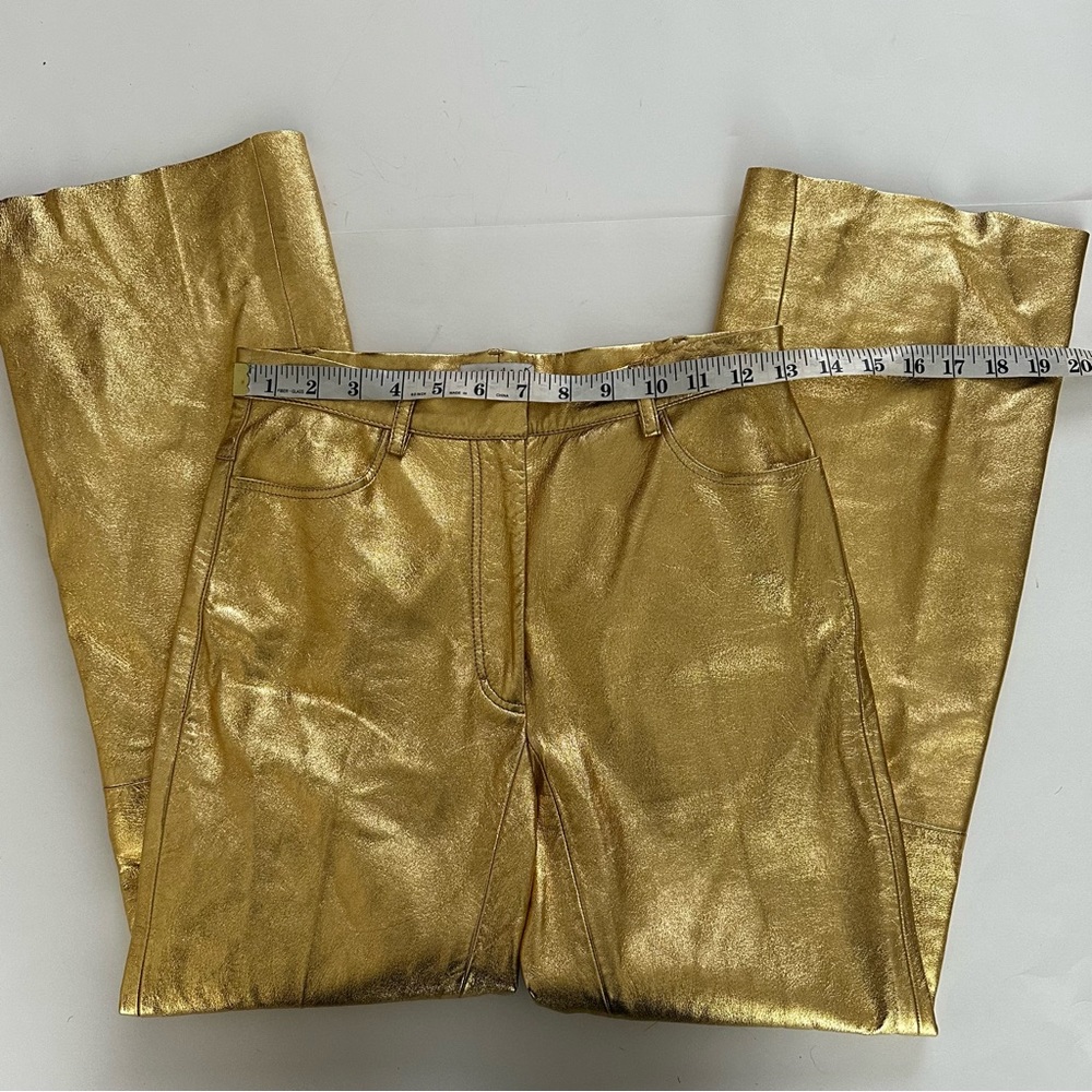 Sandro Orne Metallic Lamb Leather Pants Gold Size XS - Picture 7 of 16